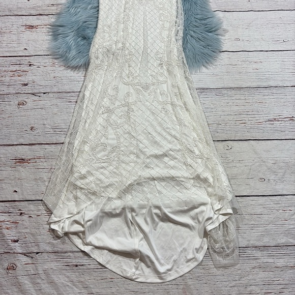 Lulu's Cherished Vow White Beaded Backless Mermaid Maxi Wedding Dress - Picture 5 of 10